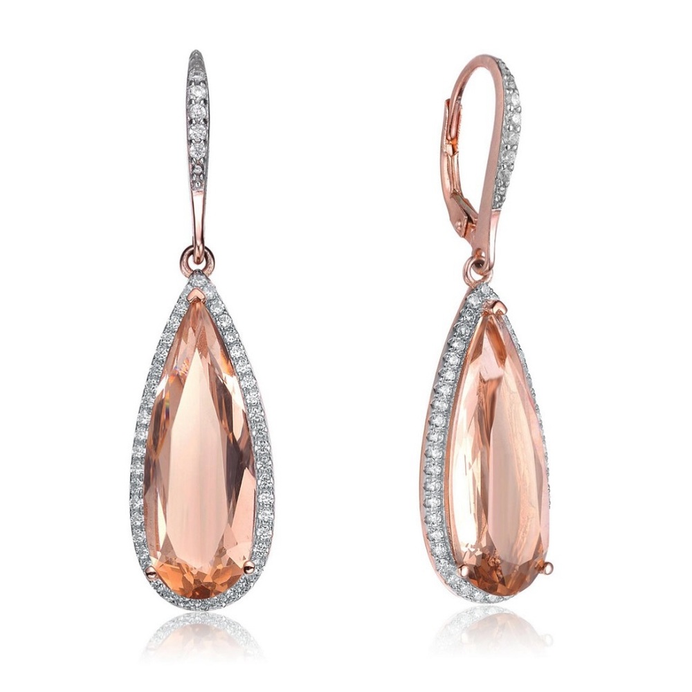 Rachel Glauber CZ Rose Gold Plated Sterling Silver Teardrop Earrings NIB